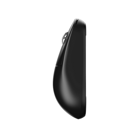 Black Pulsar X2H Medium Gaming Mouse with a narrow waist, higher hump, symmetrical shape, optical switch, PAW3395 sensor, OLED display, and driver-free setup, ideal for esports tournaments.
