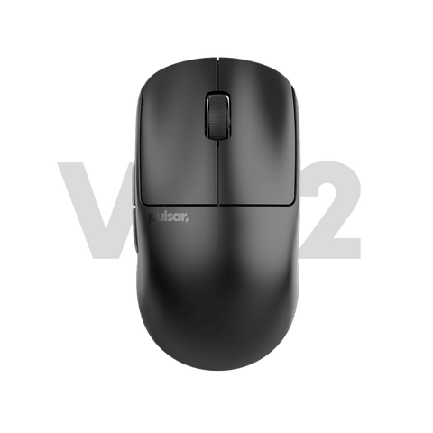 White Pulsar X2 v2 Gaming Mouse, lightweight and ergonomically designed with a symmetrical shape, optical switch, PAW3395 sensor, ideal for fingertip and claw grip styles